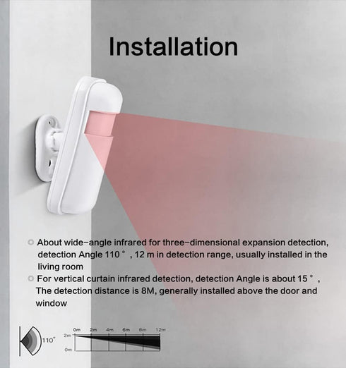 Wireless Infrared Motion Sensor PIR Motion Detector, Anti-Theft for Home Security Alarm System, Burglar Alert System