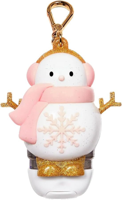 Generic 1oz 2025 Bath and Body Christmas Snowman Hand Sanitizer Holder - Snow Girl w/Gold Snowflake and Pink Scarf