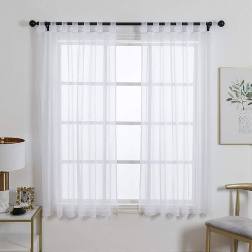 ZebraSmile 1 Panel Tab Top Voile Sheer Curtain, White Loop Sheers for Living Room, Bedroom, Small Window 69(H) X55(W) in