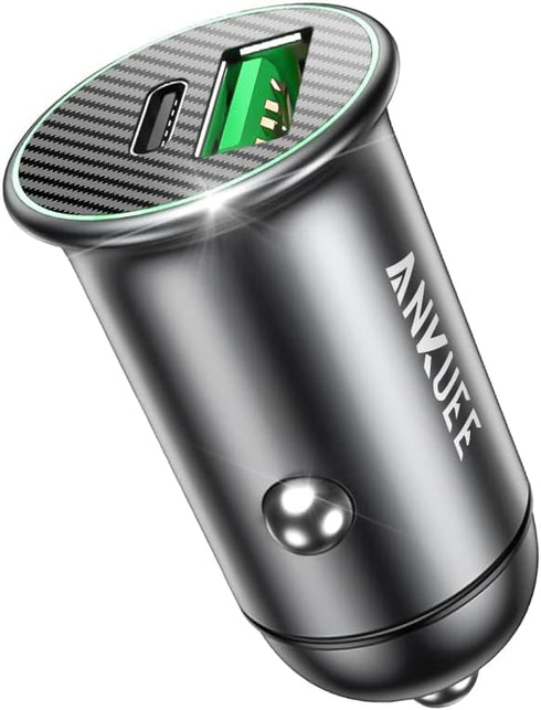 USB-C Car Charger Adapter, Mini All-Metal Dual Ports Fast Charging 60W PD + 30W QC3.0 Universal for iPhone, Samsung