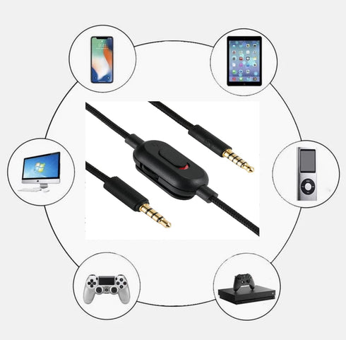 Replacement Audio Cable for G433 Headphones, Aux Cord Braided Wire with Volume Control & Mic Mute for Logitech G Pro X