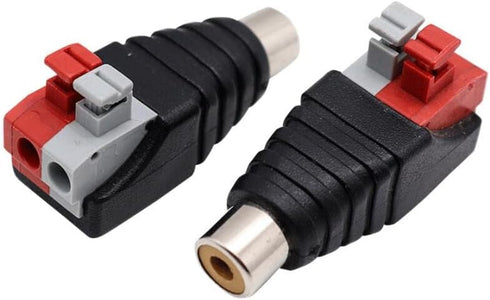 2-Pack Speaker Phono RCA Female to 2 Screw Terminal Strip Audio Video Spring Press Type Balum Connector Adapter (RCA F/AV F) by Haokiang