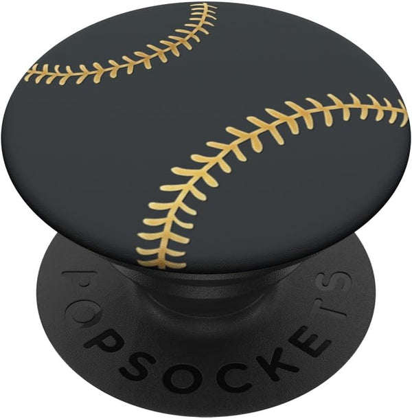 PopSockets Standard PopGrip Light Yellow Baseball Softball on a Dark Gray Pattern