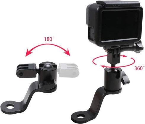 SUREWO Aluminum Motorcycle Rearview Mirror Mount Bracket Holder for GoPro Hero 12/11/10/9/8/7/6(2018)/5, APEMAN, AKASO,