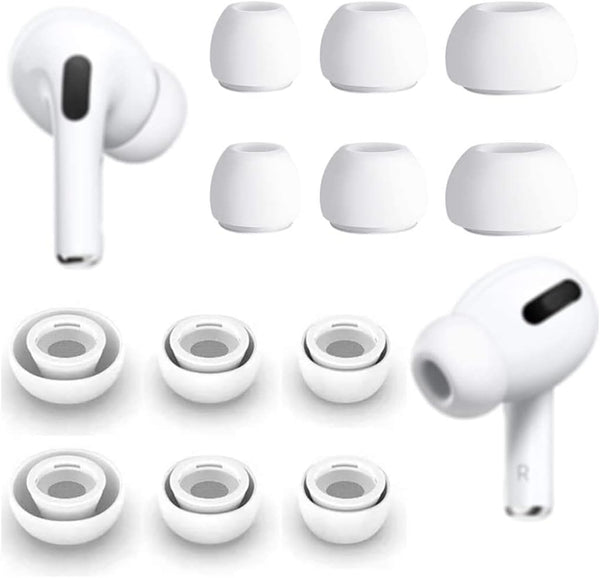 ALXCD 6 Pairs Ear Tips for AirPods Pro 2nd Gen, S/M/L Sizes Silicone Eartips Replacement, White