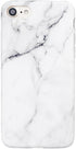 iPhone 8 Case, iPhone 7 Case, iPhone SE Case, Slim Fit Soft TPU Full-Body Protective Cover, White Grey Marble