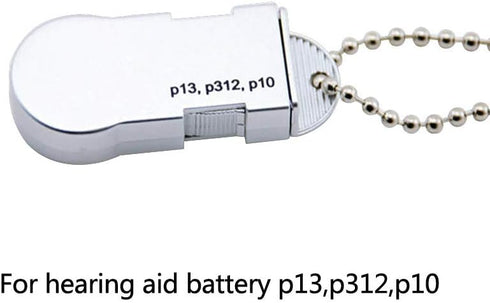 Hearing Aid Battery Case, Small Plastic Button Cell Holder Storage Caddy with Key Chain for P13/P312/P10