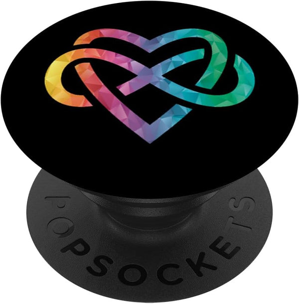 Low Poly Polyamory Rainbow Infinite Heart LGBTQIA Pride Standard PopSockets PopGrip