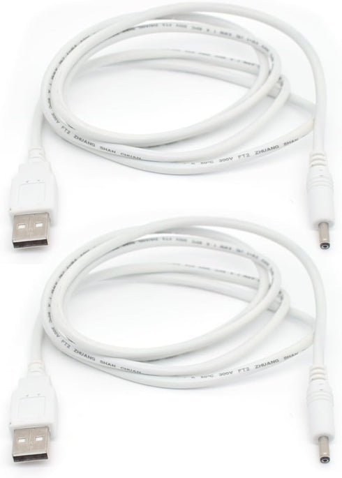 2PCS USB to 5V DC Power Cable, 4FT/1.2M USB to 3.5 x 1.35mm Plug for Charging Fans and Speakers