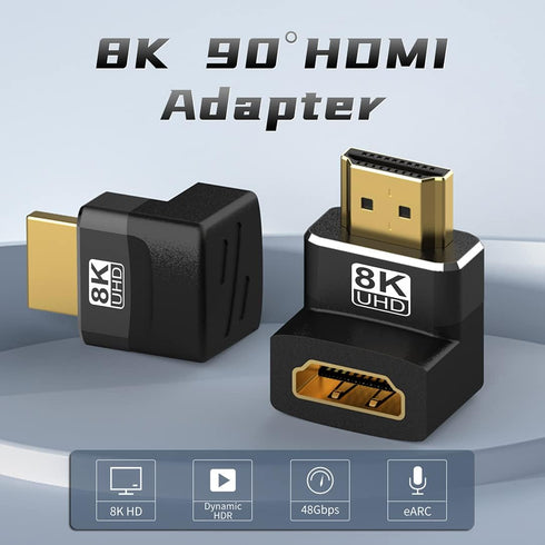 Warmstor 4 Pack 8K 2.1 90 270 8K@60Hz,4K@120Hz,HDR,eARC PS4 PS5 HDMI Male to Female Adapter Connector Up Down Left