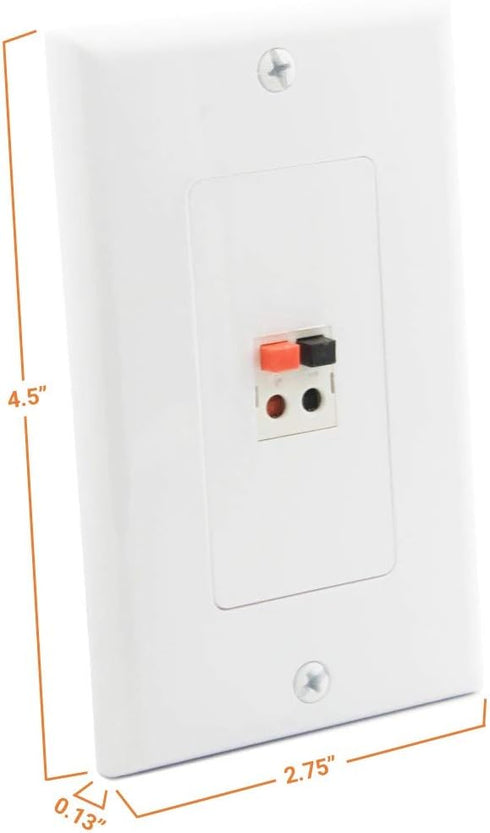Premium Speaker Wall Plate, Spring Loaded Audio Wall Plate for Home Theater Wall Mount Speakers, 5 Pack White