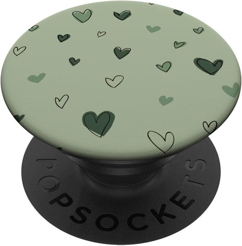 Sage Green Minimalist Heart Pattern for Girls PopSockets Standard PopGrip