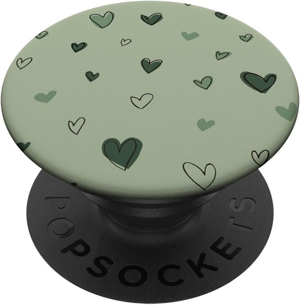 Sage Green Minimalist Heart Pattern for Girls PopSockets Standard PopGrip