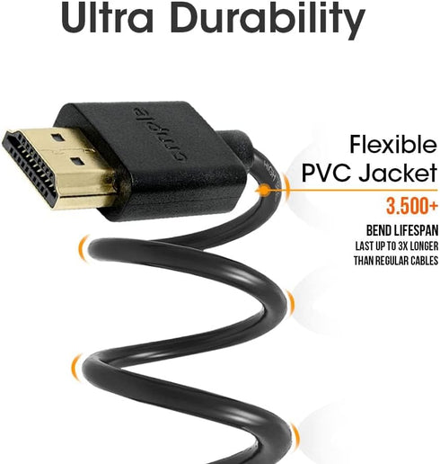 Cmple Ultra Slim High Speed 4K HDMI Cable 3ft, 4K@60Hz, 18Gbps, HDMI 2.0 Cord, Gold-Plated, Flexible