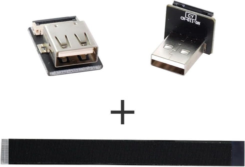 cablecc Down Angled USB 2.0 Type-A Male to Female Extension Data Flat Slim FPC Cable for FPV & Disk & Printer 50cm