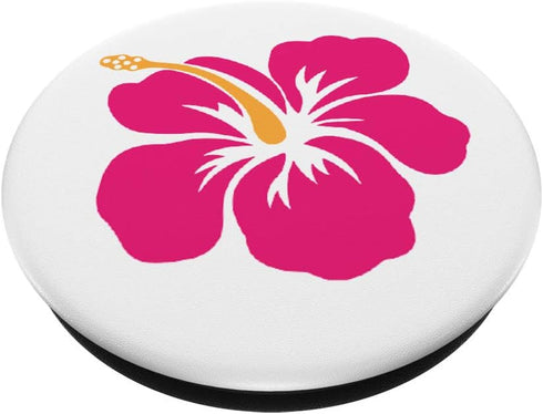 Hibiscus Flower Pink on White Hawaiian PopSockets Grip and Stand for Phones and Tablets