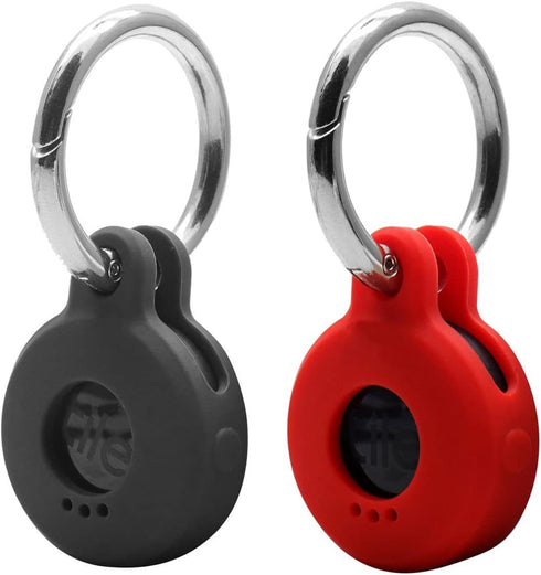 Case for Tile Sticker (2022) 2-Pack, Small Bluetooth Tracker Cover for Remote Finder and Item Locator, Black+Red