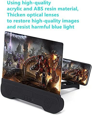 12 Inch Phone Screen Magnifier with Bluetooth Speaker, Foldable Phone Holder for All Smartphones