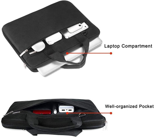 Voova 360° Protective Laptop Bag 13-14 Inch, Waterproof Sleeve with Shoulder Strap for MacBook Air/Pro, Black