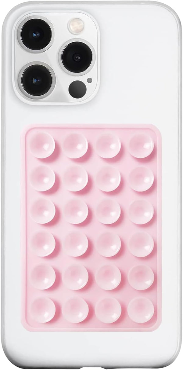 Silicone Suction Phone Case Mount, Hands-Free Mirror Shower Phone Holder for Selfies, Light Pink