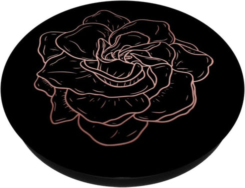 Simple Cute Black Rose Gold Flower Minimalist Aesthetic PopSockets Swappable PopGrip
