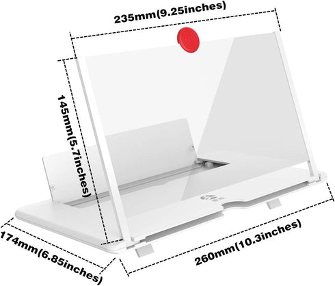 New Generation Screen Amplifier Magnifier, 3D HD Video and Gaming Phone Projector with Foldable Phone Stand, Supports