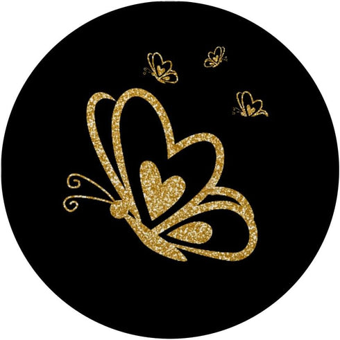 PopSockets Standard PopGrip Butterfly Heart Gold - No Sparkle, Swappable Grip for Phones & Tablets