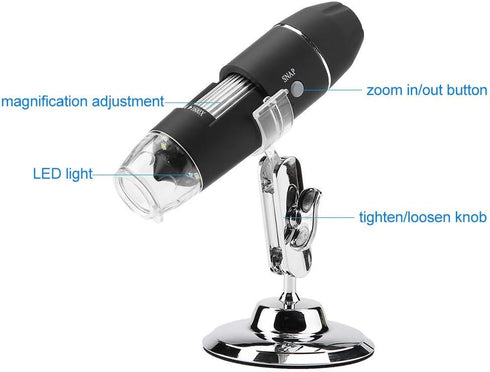 USB Digital Microscope Handheld Electronic Microscope 2.0 Camera, HD 1600X Magnification Endoscope