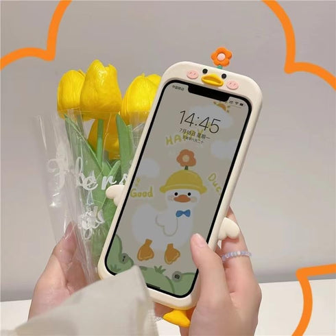 Funny Cute Ugly Phone Cases for iPhone 15 with 3D Cartoon Duck and Foot, Girly Weird Phone Cases for Teen Women Girls