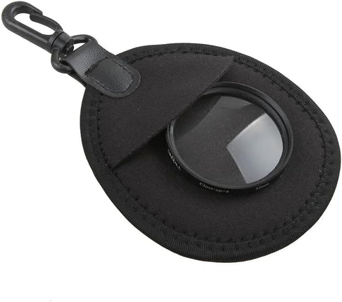 2 Pack Mini Lens Filter Pouch, Storage Bag Sleeve with Keychain Hook for CPL MC UV ND 25mm-72mm