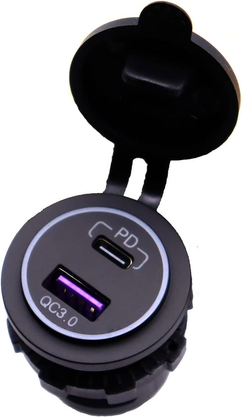QC3.0 USB A Charger Socket for Car, LOKEKE Waterproof 45W PD USB Type C & QC3.0 Quick Charger Power Outlet Adapter for