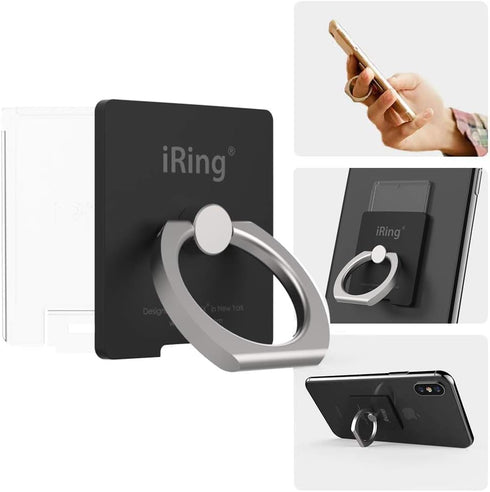 iRing Link, Made in Korea, Wireless Charging Friendly Phone Holder - Compatible with iPhone, Galaxy (Matt Black)