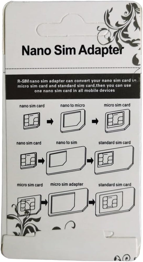 Granvela 4-in-1 1 Pack,White SIM Card Adapter, SIM Converter Kit Nano/Micro/Standard with Tray Eject Pin