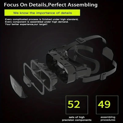 VR Headset for iPhone or Android Phone, Virtual Reality 3D Glasses Helmets, Compatible with 4.7-7.2 inch Mobile Devices