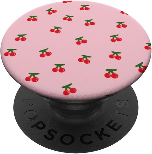 Funny & Cute Pink Smiling Cherry Pattern, PopSockets Standard PopGrip for Girls