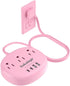 kakahigh Pink Extension Cord with Surge Protected 1080J - 5 FT Kawaii Power