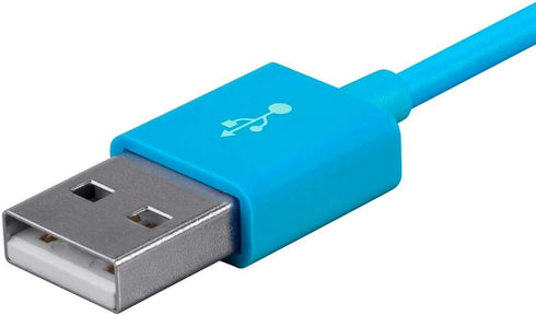 Monoprice USB Type-A to Micro Type-B Cable, 6 Feet, Blue, 2.4 Amp, Polycarbonate Connector Heads