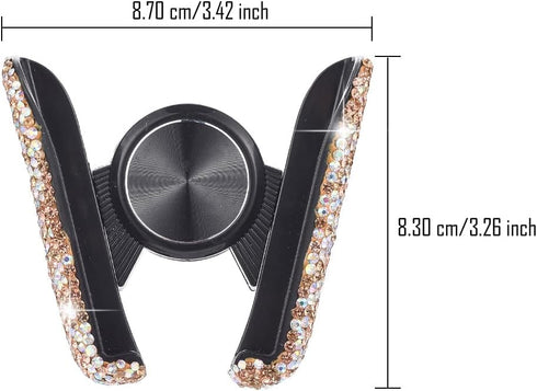 Gold AB Color Plated Bling Crystal Car Phone Mount, Universal Air Vent Holder