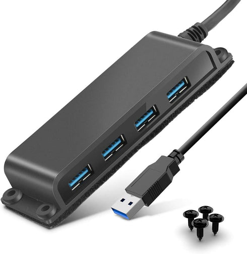 4-Port USB 3.0 Portable Desk Hub, Fixable USB Data Hub with 3.3ft Cable for MacBook, iMac, Notebook PC