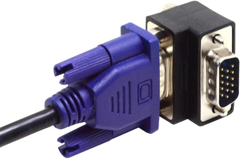CY Adapter 90 Degree Up Angled VGA - Male to Female Extension Adapter for Monitor and Projector