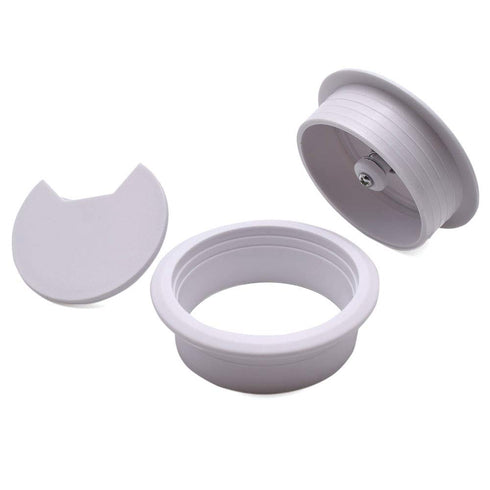 2 Inch (50mm) White Wire Grommets and Cable Ties Kit ABS Plastic Desk Hole Cover Cord Organizer for Computer Desk Cabinet (2pcs Desk Grommets + 6pcs Reusable Ties)