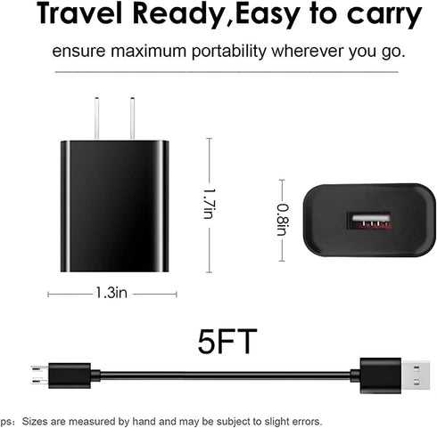 Fast Wall Charger with 5ft Micro USB Cable for Barnes & Noble Nook GlowLight 3, Nook 10, Samsung Nook Tablet & More.