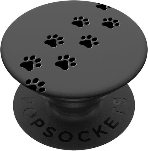 Dog Paw Trail, Puppy Paws Print Dog Lover Gift on Gray PopSockets Standard PopGrip