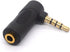 Gold Plated 3.5mm Headphone Adapters, Right Angle TRRS Male to Female AUX Connector, 90 Degree (2 Pack)