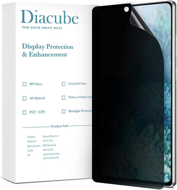 [2 Pack Privacy Screen Protector for Galaxy S20 Plus, Anti-Spy Full Glue PET EPU Hybrid, Easy Installation with