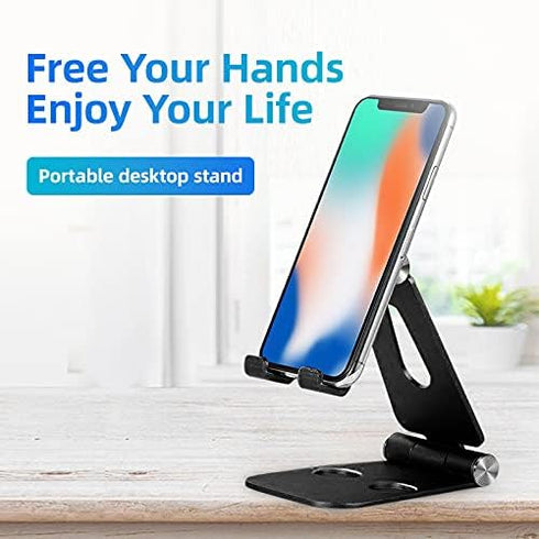 cocopar Adjustable Monitor Stand, Fully Foldable Aluminum Desk Mobile Phone Holder, Compatible for Smartphone, Portable