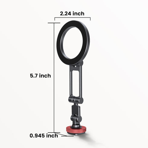 LOXP 1/4" 17/16/15/14/13/12 Magnetic Phone Tripod Mount with Cold Shoe, Adjustable Aluminum Alloy Phone Mount, Phone