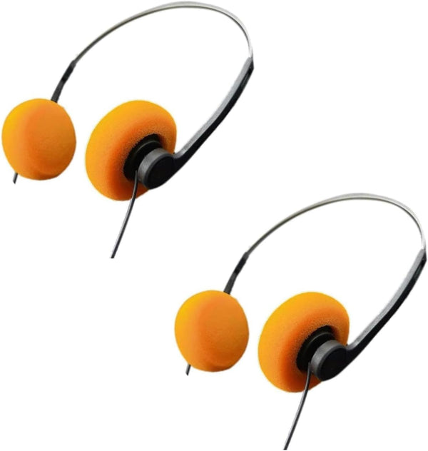 2Pcs Orange Retro Over-Ear Headphone, Vintage Feelings Underwire Headphone, Hi-Fi Stereo Earphone Headset for Most