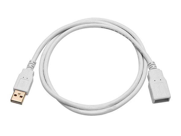 Monoprice 3-Feet USB 2.0 A Male to A Female Extension Cable (Gold Plated), White (108605)