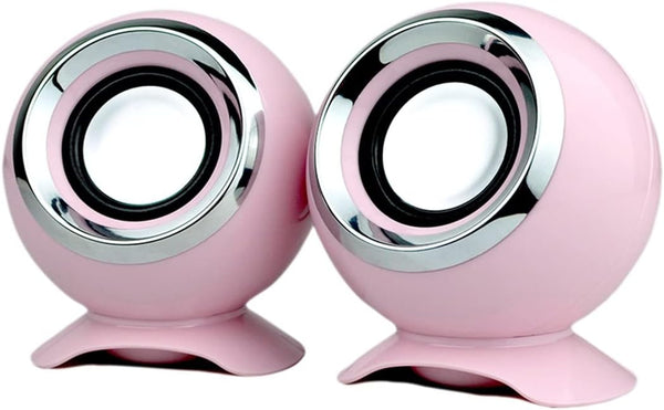 USB Speakers, Mini Wired Computer Speaker, Powered Multimedia Stereo Sound with 3.5mm Audio Jack (Pink)